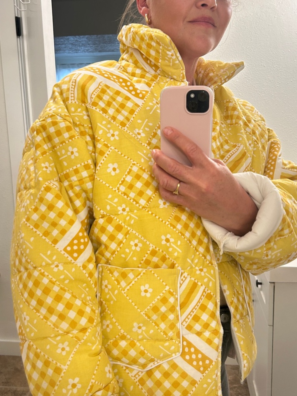 Yellow Quilted Patchwork Jacket - Women